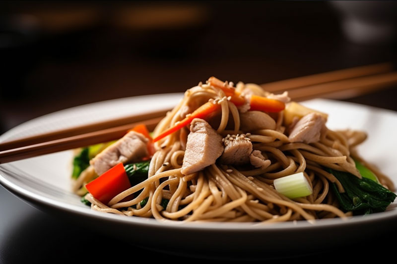 Yakisoba aux légumes et au porc