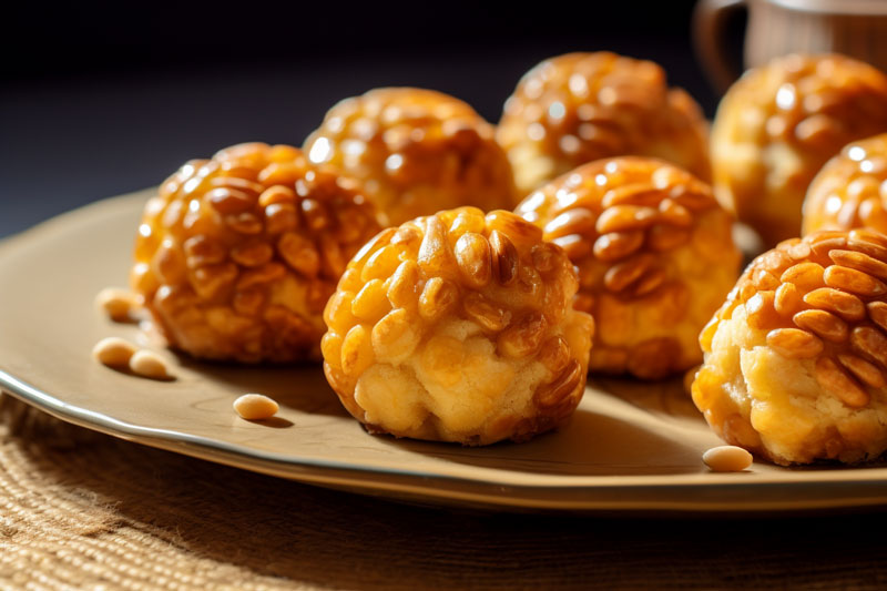 Panellets of pine nuts and almonds