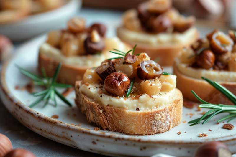 canapé queso cabra y foie