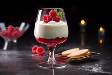 bavaroise de vainilla con frutos rojos