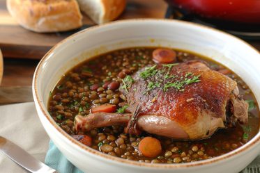 lentejas con confit de pato