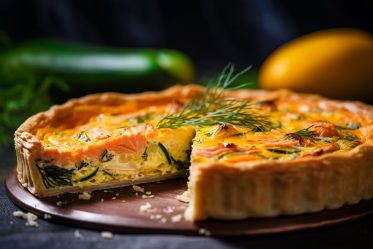 quiche salmón y calabacín